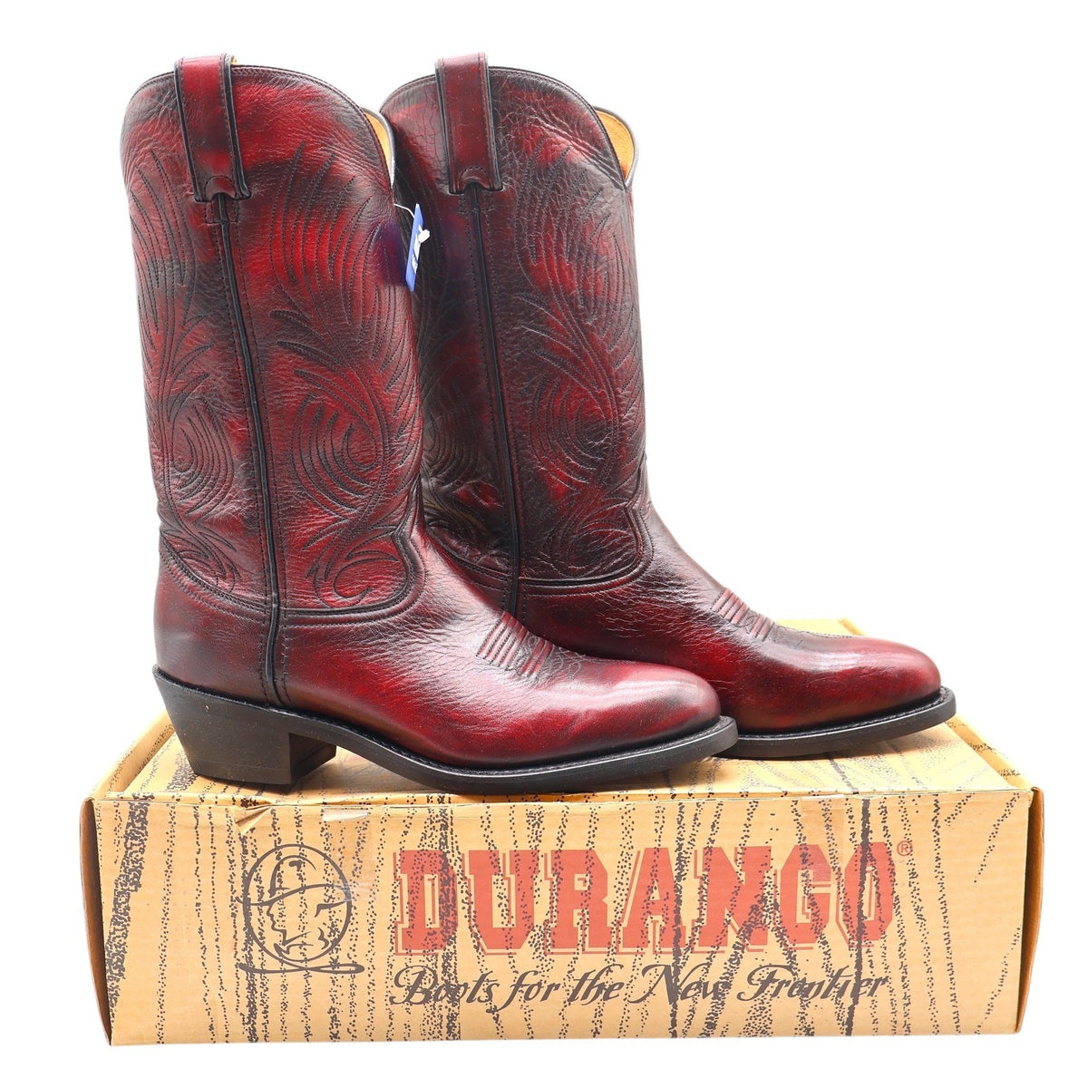 Durango Cowboy Boots Mens 8 D Vintage 2005 Black Cherry Leather Western SW4225 - take2supply