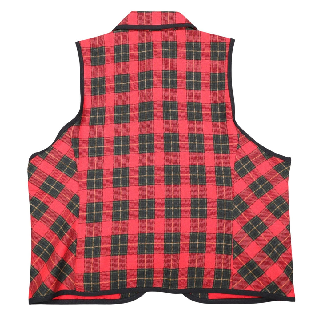 Lucia Plaid Vest Womens 14 Vintage 90s Red Tartan Gold Button Made in USA NWT - take2supply