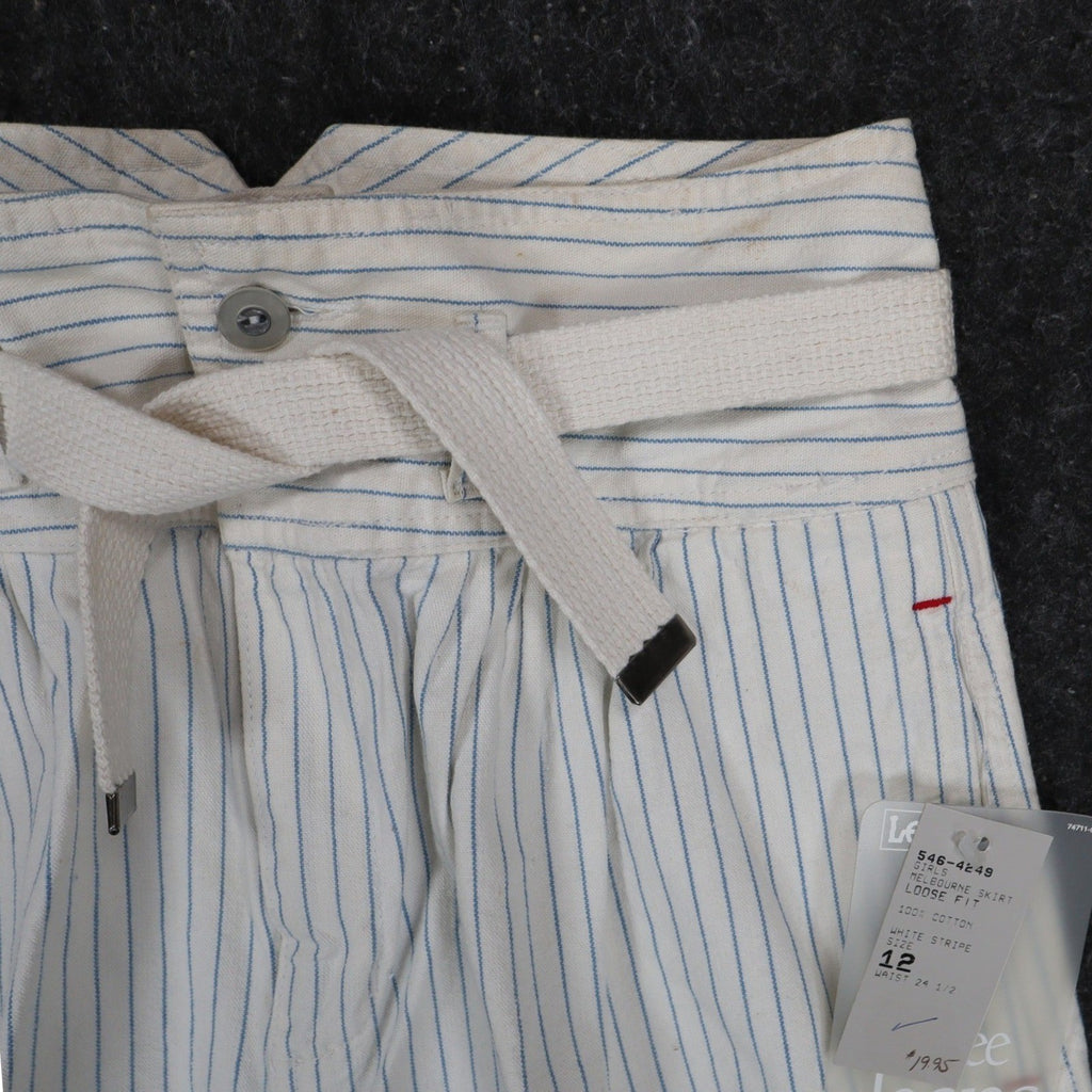Lee Melbourne Skort Girls 12 Vintage 90s White Blue Stripe Cotton Loose Fit NWT - take2supply