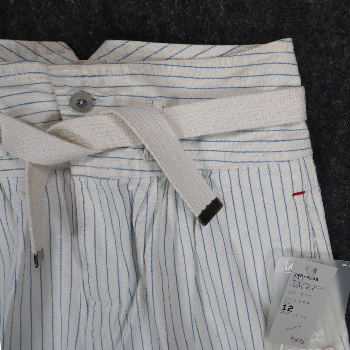 Lee Melbourne Skort Girls 12 Vintage 90s White Blue Stripe Cotton Loose Fit NWT - take2supply