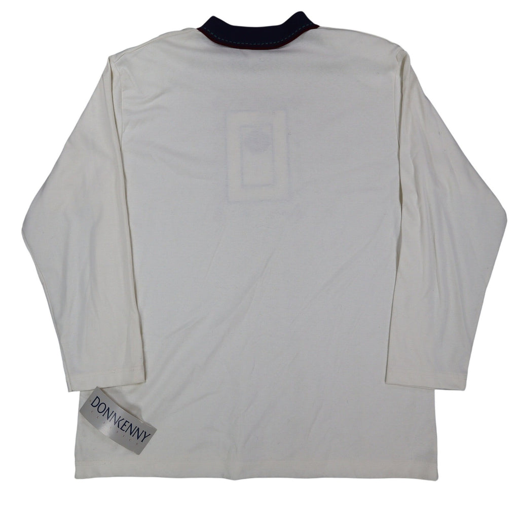 Donnkenny Classics Polo Shirt Womens XL Vintage 90s Ivory Rose Embroidered NWT - take2supply