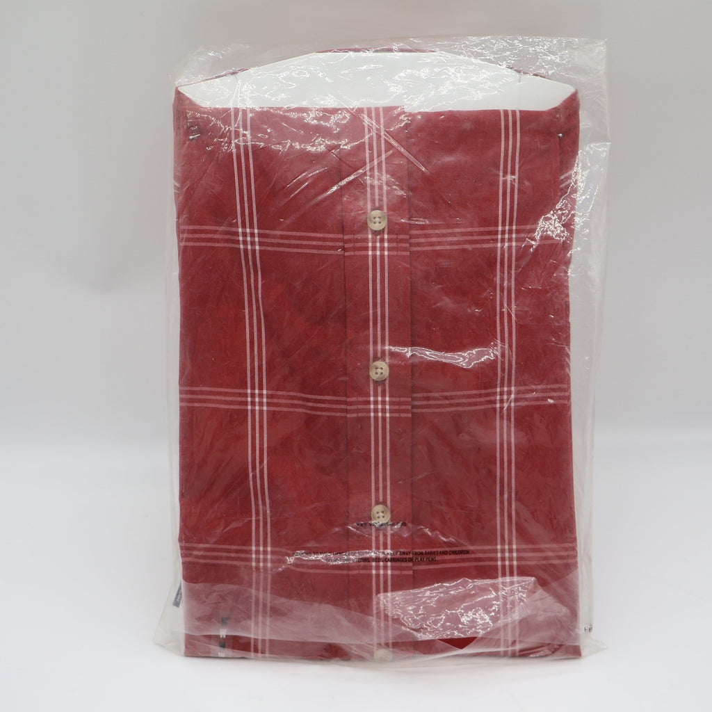 Van Heusen Shirt Mens Medium Red Plaid Short Sleeve Wrinkle Free Stain Shield - take2supply