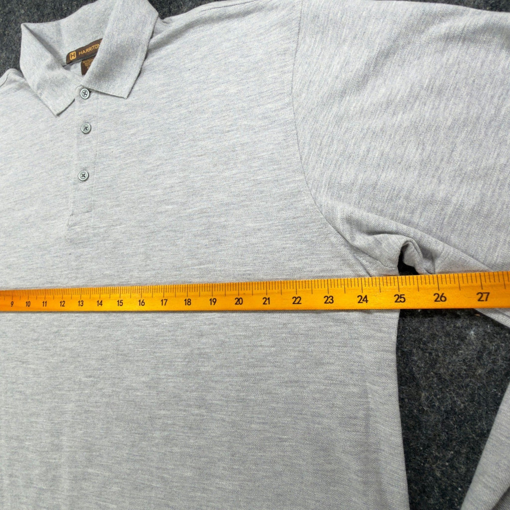 Harriton Long Sleeve Polo Mens XL Gray Cotton Blend M265L New No Tags - take2supply