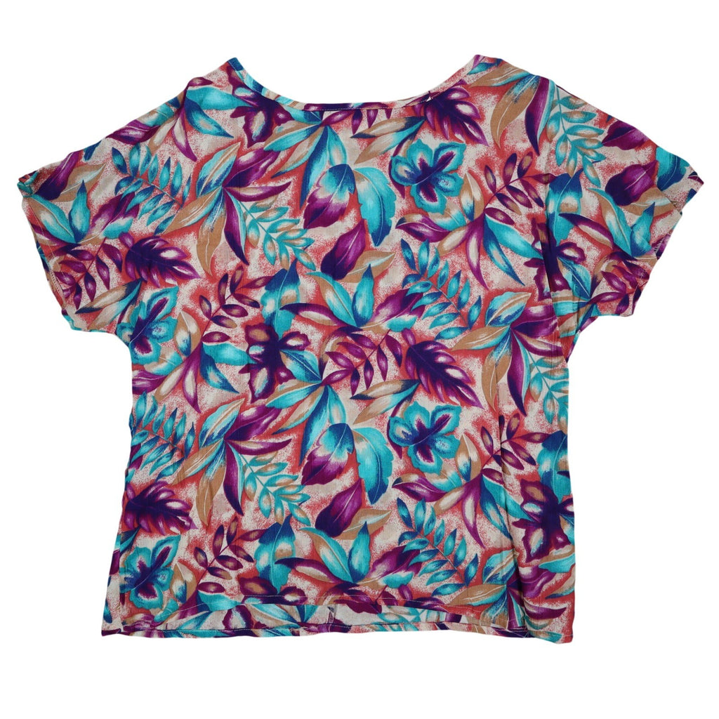 Xtrovert by Donnkenny Blouse Womens Medium Vintage 90s Rayon Tropical Floral USA - take2supply