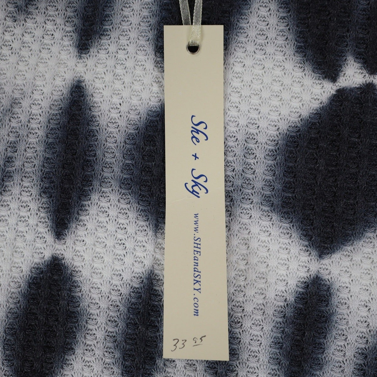 She + Sky Waffle Knit Top Medium NWT Navy White Tie Dye Thermal Raglan SS2467 - take2supply