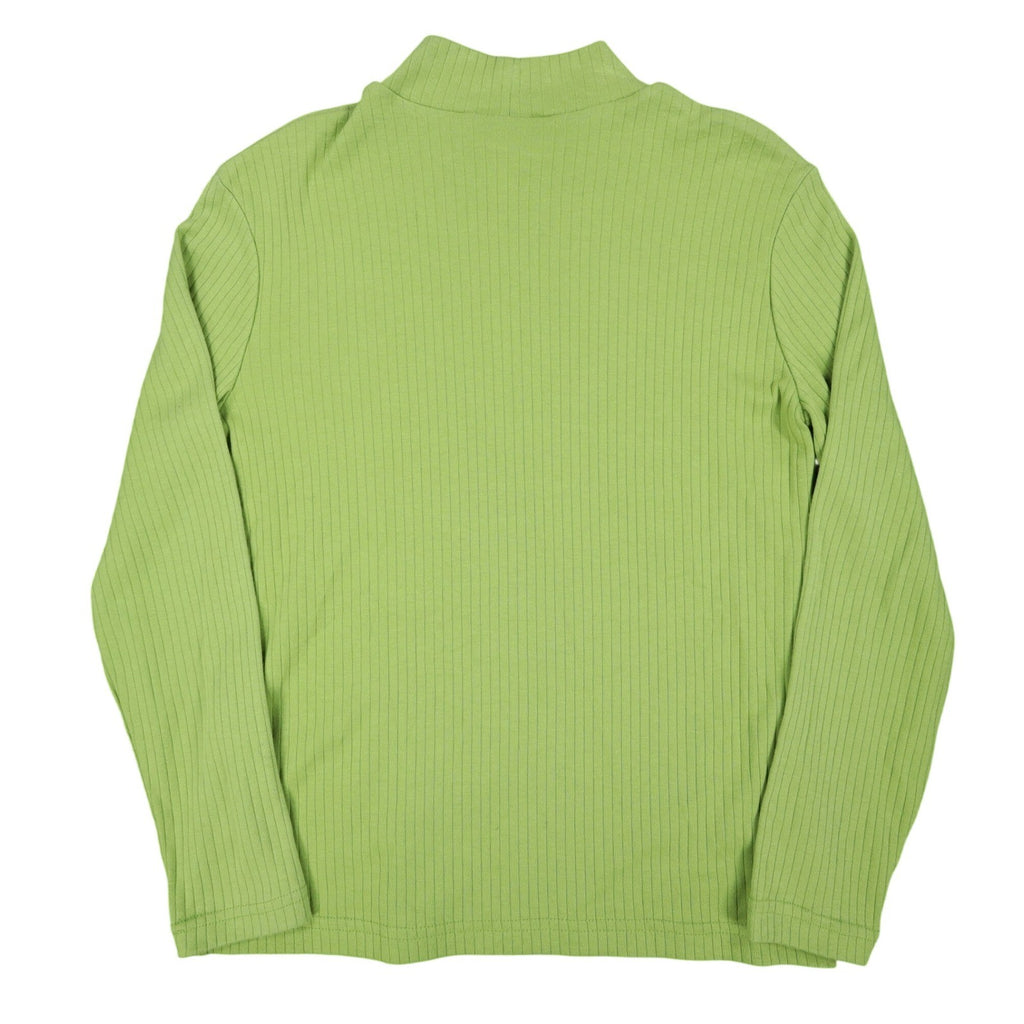 Nikki Mock Neck Top Small Y2K Granny Smith Green Ribbed Long Sleeve 44U5 NEW - take2supply