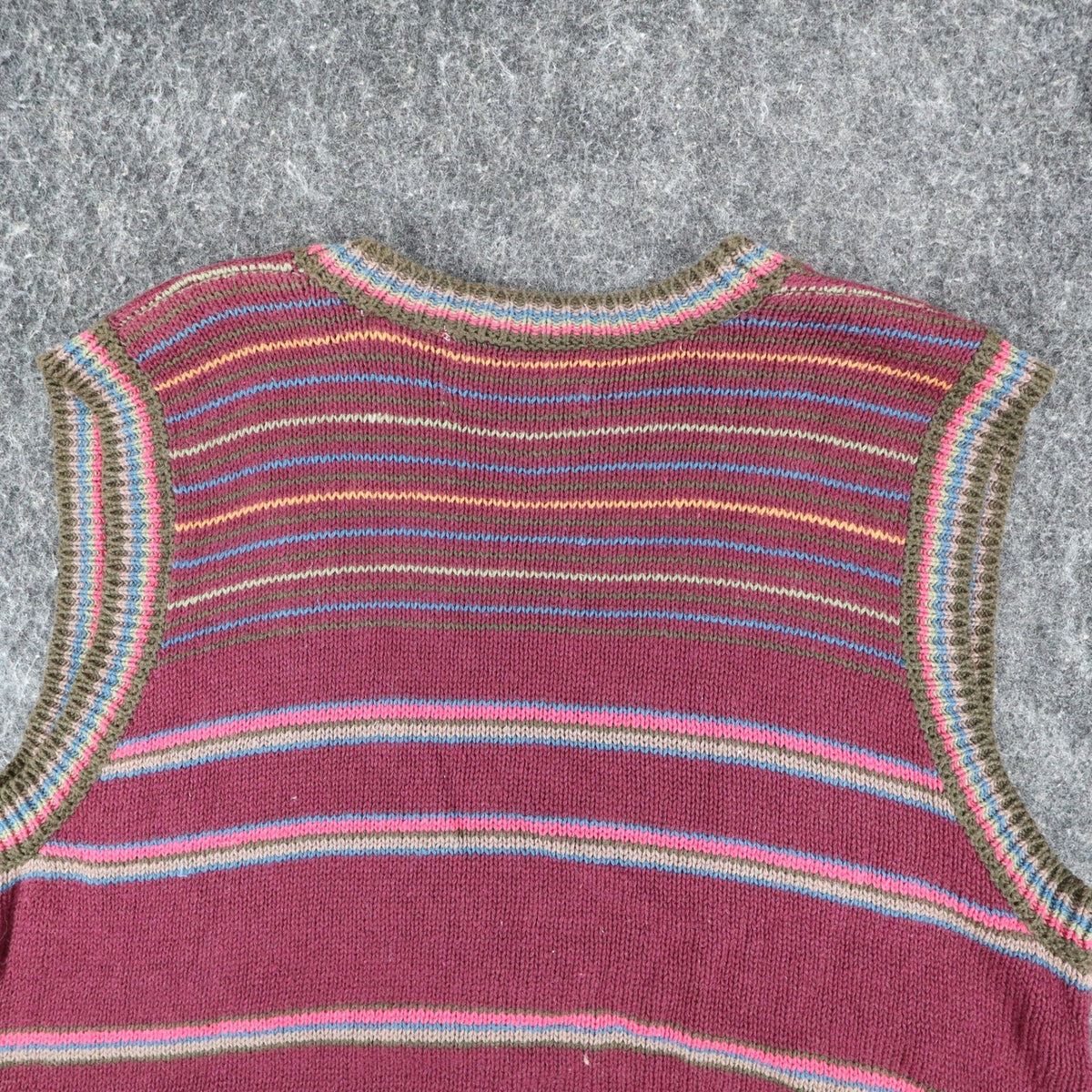 Donnkenny Sweater Vest Womens M Vintage 90s Burgundy Beaded Fair Isle Cotton - take2supply