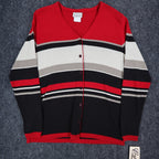 Company Collection Sweater Set Womens M Red Black Striped Cardigan Top USA NWT - take2supply