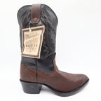 Wrangler Vintage Western Boots Youth 4.5 D Old Brown Leather Black NWT USA Made - take2supply