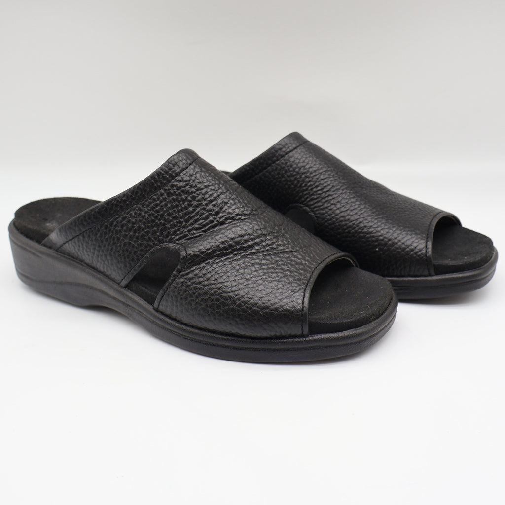 Dexter Comfort Classic Sandals Womens 7.5 Vintage Black Tumbled Leather Slides - take2supply