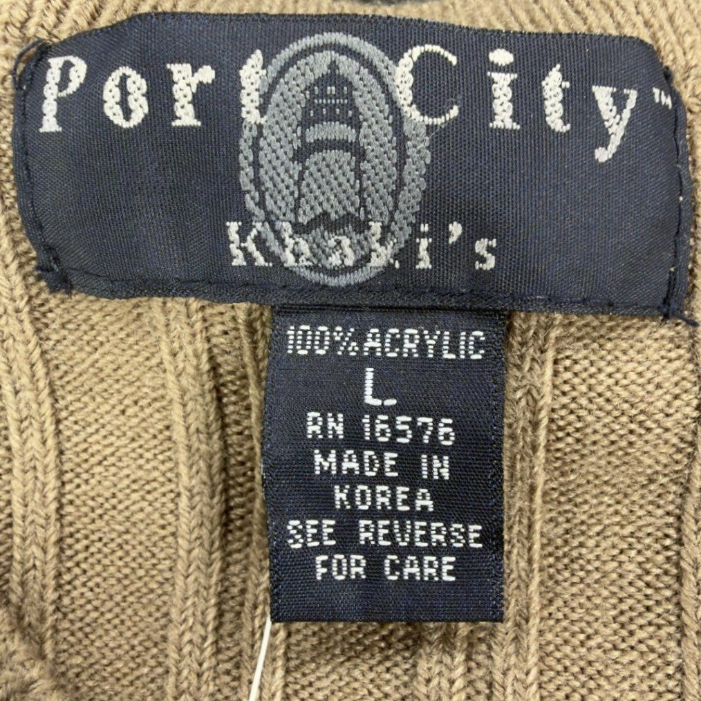 Port City Khaki's V-Neck Sweater Vest Mens L Tan Acrylic NWT Deadstock - take2supply