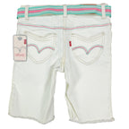 Levi's Y2K Denim Bermuda Shorts Girls 10 White Ramie Blend NWT - take2supply