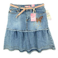 Jolt Y2K Butterfly Denim Skirt Girls 14 Blue Tiered Ruffle NWT - take2supply