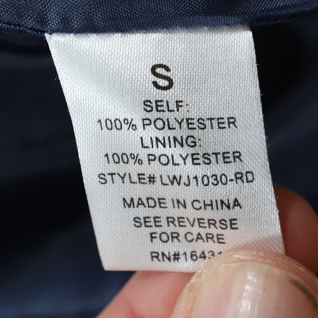 AURA size S label listing 100% polyester shell and lining