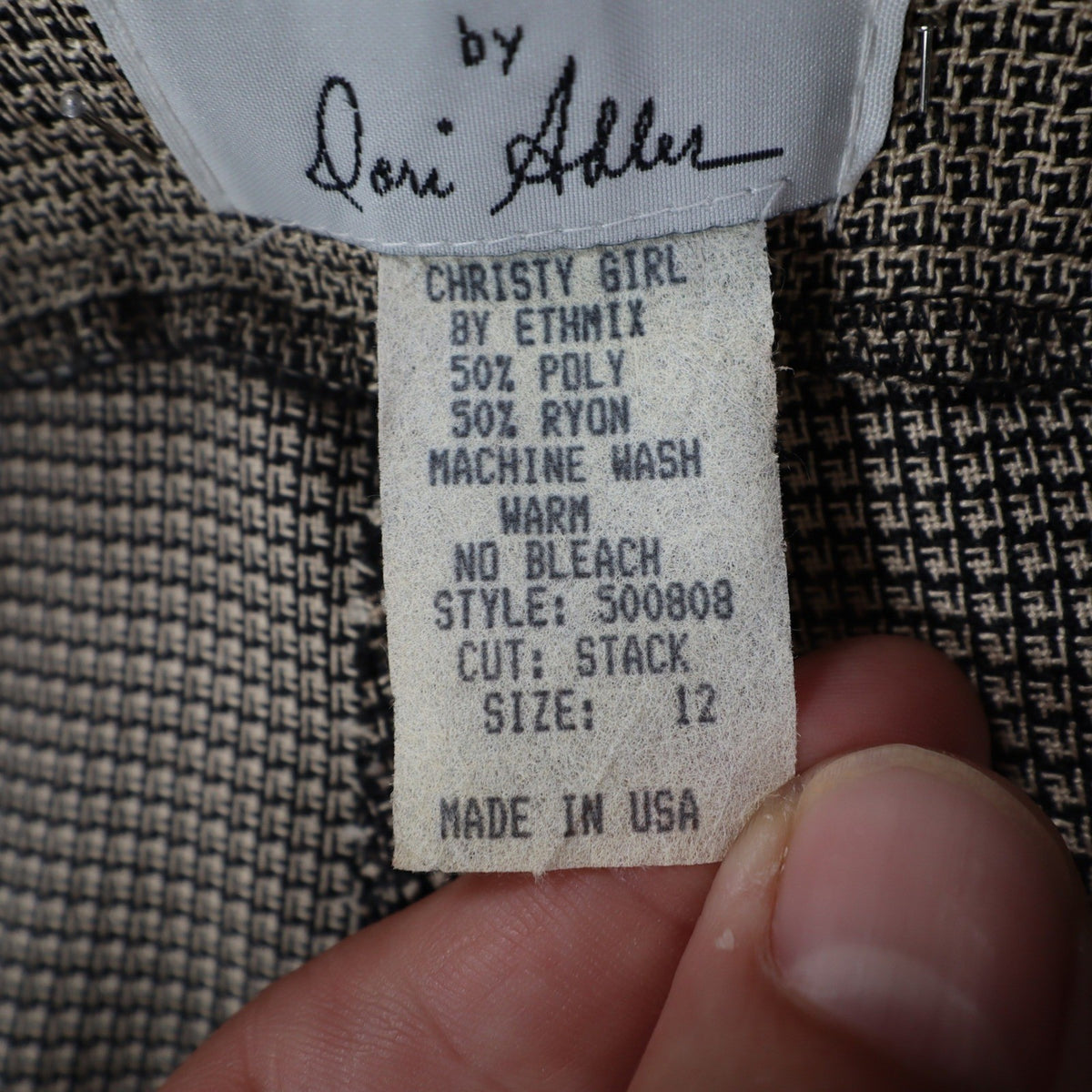 Christy Girl Dori Adler Pants Womens 12 Tan Black Belted Pleated USA NWT NOS - take2supply