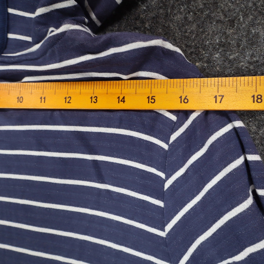 Erin London Womens M Navy White Striped Zip Hoodie Bell Sleeve Pockets NWT - take2supply