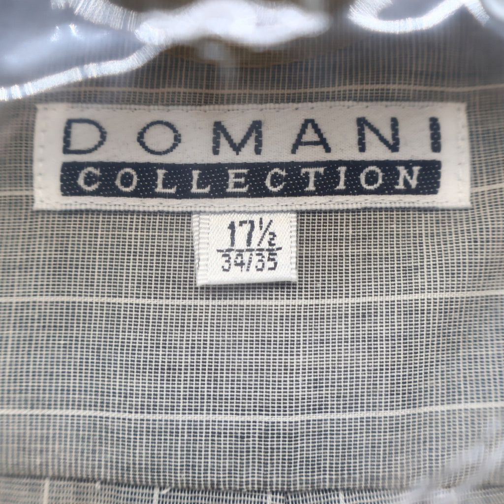 Domani Collection Dress Shirt 17.5 34/35 Gray White Collar French Cuffs New - take2supply