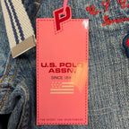 US Polo Assn Y2K Butterfly Jeans Girls 12 Blue Denim Flare Belted USPA NWT - take2supply