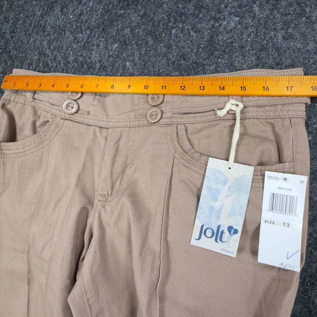 Jolt Y2K Flare Leg Trousers Juniors 13 Khaki Cotton Blend NWT - take2supply