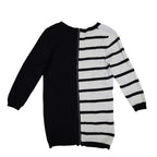 Lana Lee Tunic Sweater Womens Large Black White Striped Colorblock Zip Back New - take2supply