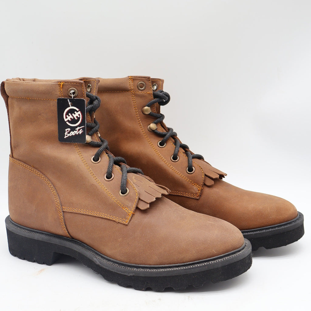Double-H Boots Packer Work Boots Womens 5.5 D Vintage 90s Brown Leather DH 925Y - take2supply