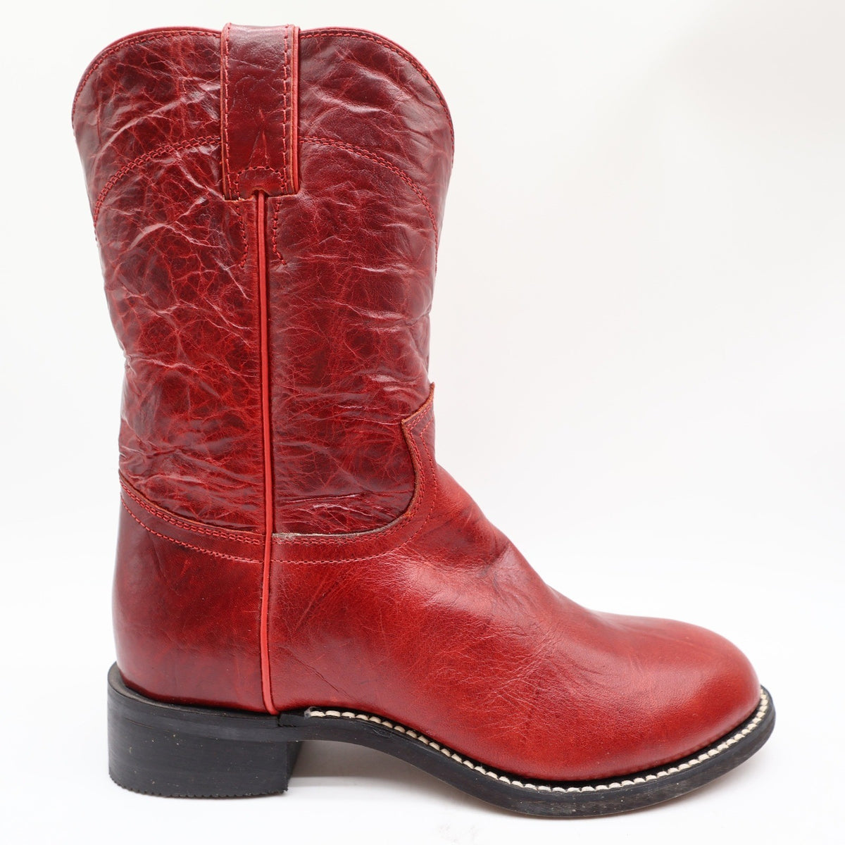 Justin Original Roper Boots Kids 2 Red Leather Deadstock NWT 3791Y - take2supply