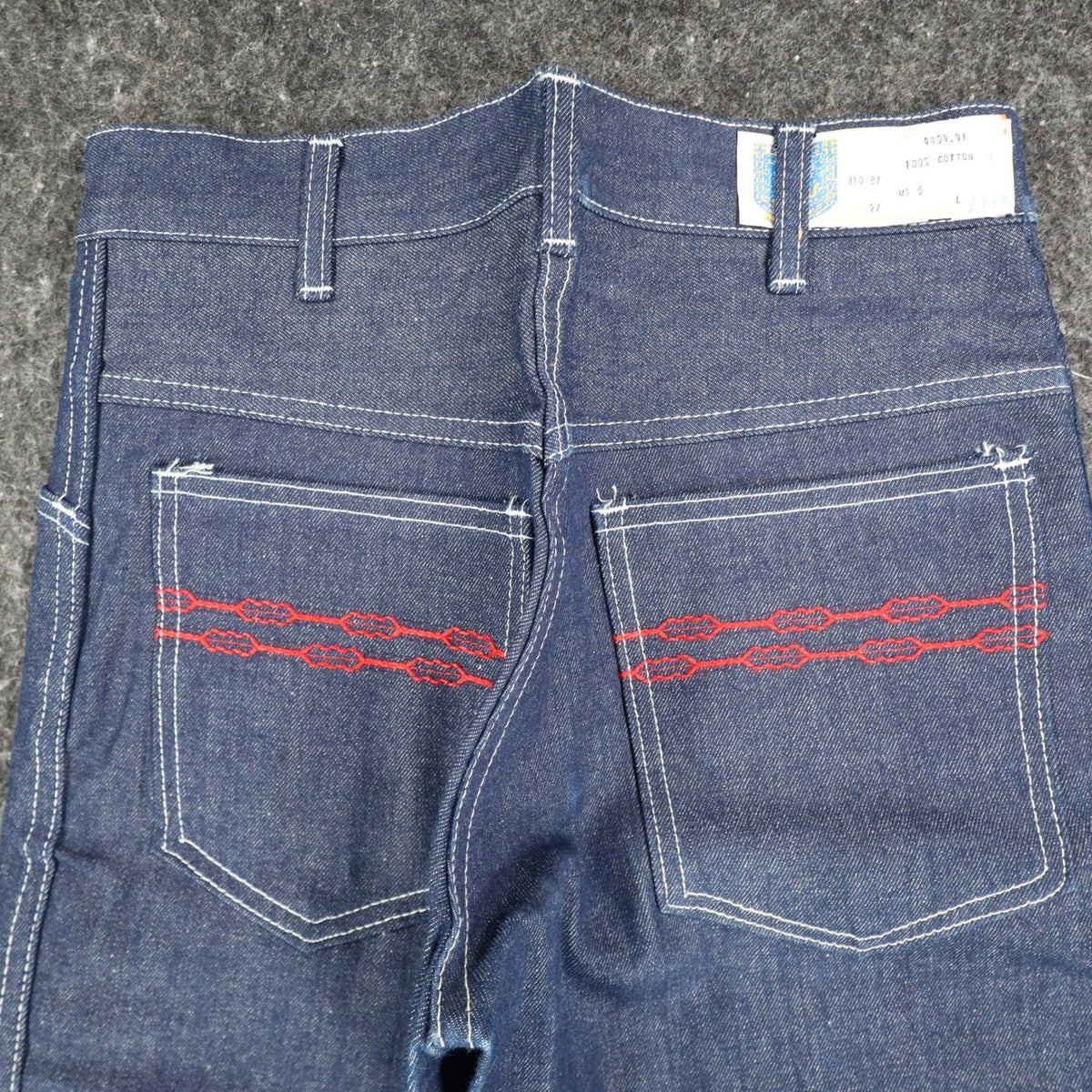 Key Jeans Vintage Womens 27 L Blue Red Embroidered Flare Jeans NWT - take2supply