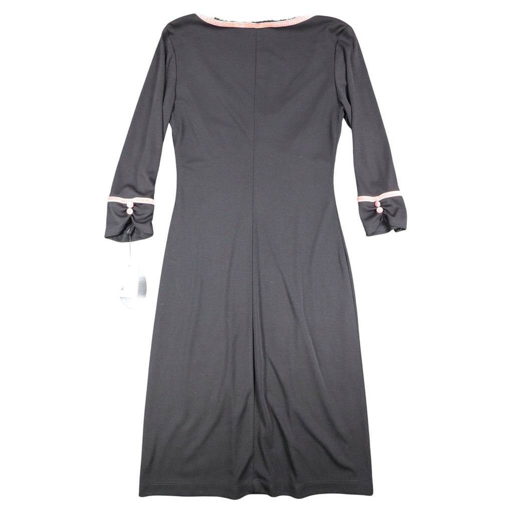 My Michelle Dress Medium Women Y2K Black Pink Velvet Trim V-Neck Sheath C832 - take2supply