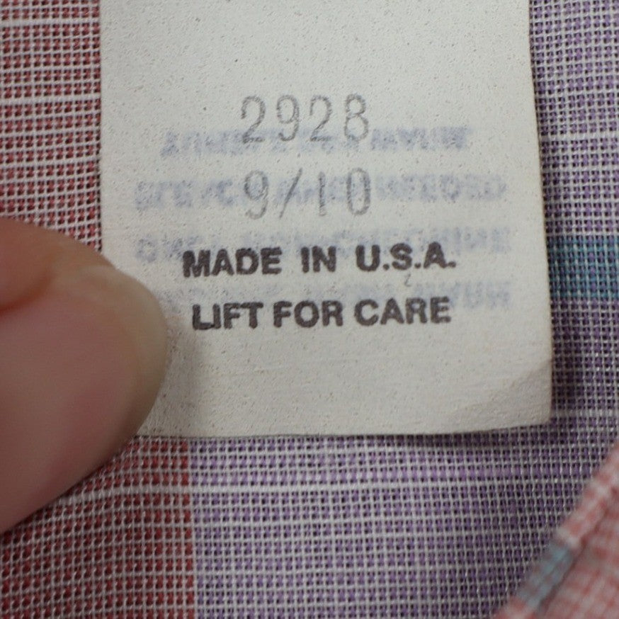 Jenny B Collection Plaid Shirt Womens 9/10 Vintage 80s Pink Pastel Short Sleeve - take2supply