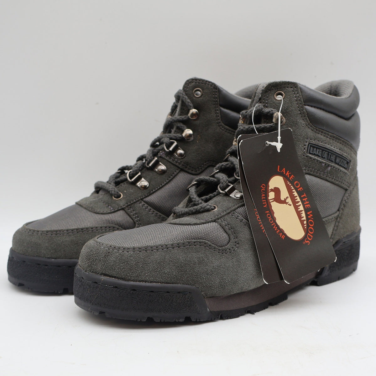Lake Of The Woods 7000 Hiking Boots Mens 7M Vintage Deadstock Gray Leather Korea - take2supply