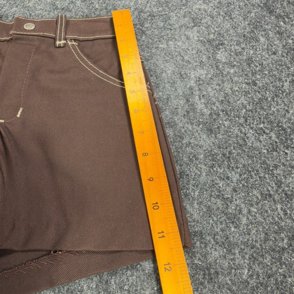 Linchers Vintage 70s Twill Shorts Mens W26 Brown Cotton Blend NWT Deadstock - take2supply