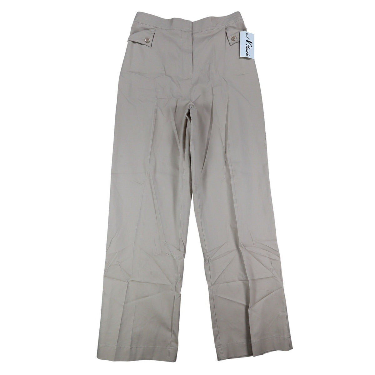 N Touch Dress Pants Womens 8 Khaki Beige Stretch Cotton Straight Leg New NWT - take2supply