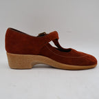 Stride Pacers T-Strap Mary Jane Shoes 9.5M Vintage 70s Rust Suede Deadstock - take2supply