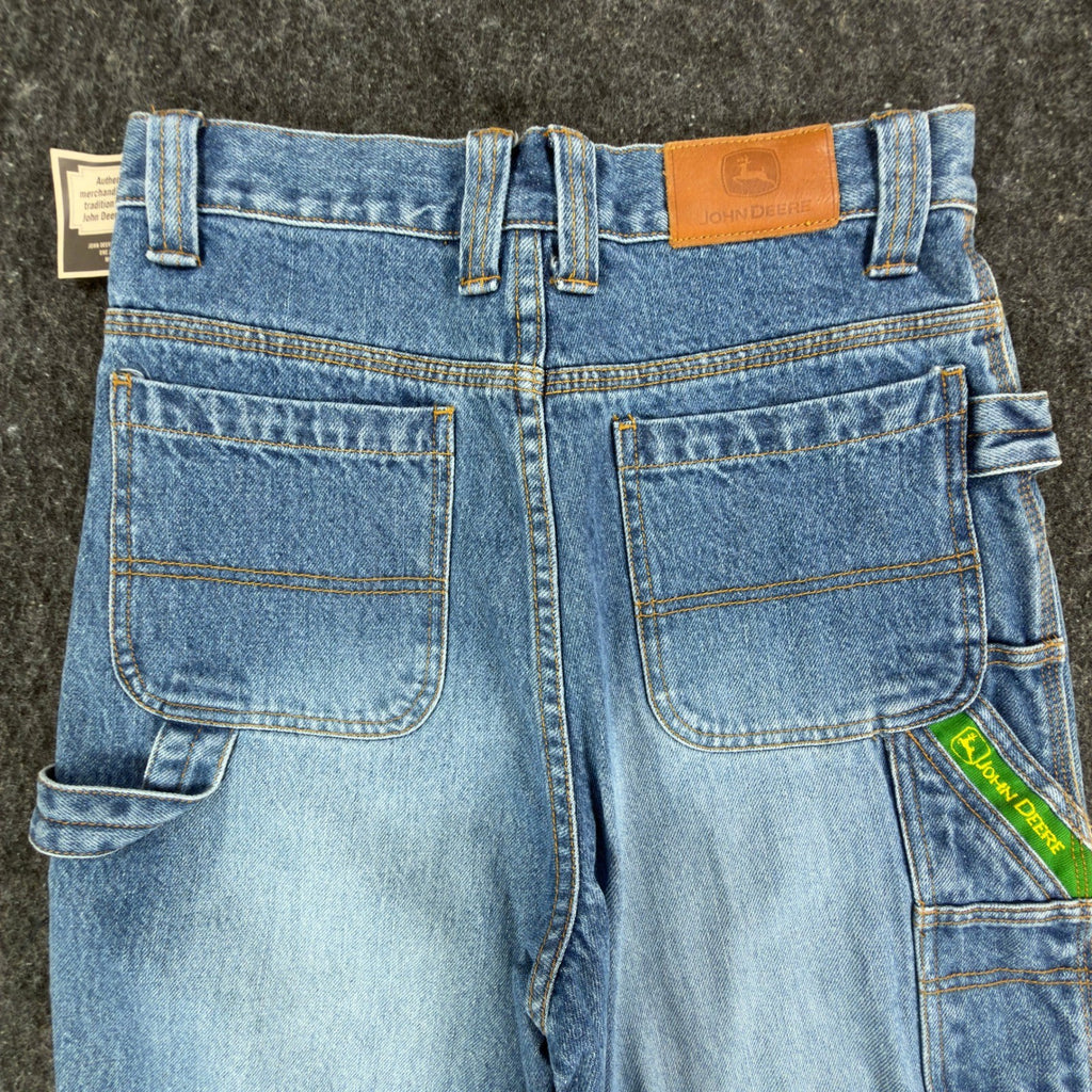 John Deere Y2K Carpenter Denim Shorts Boys 14 Blue Stone Wash NWT - take2supply