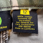 John Deere Carpenter Pants Boys 12 Y2K Camo Canvas Woodland Workwear Deadstock - take2supply