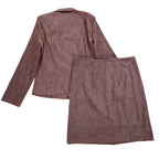 AGB Byer California Skirt Suit Set 12 Brown Crocodile Embossed Zip Jacket Skirt - take2supply
