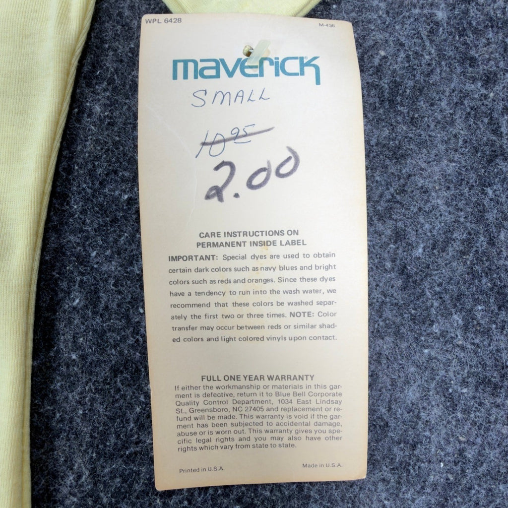 Maverick Vintage 70s Polo Shirt Juniors Small Yellow Cotton Blend NWT Deadstock - take2supply