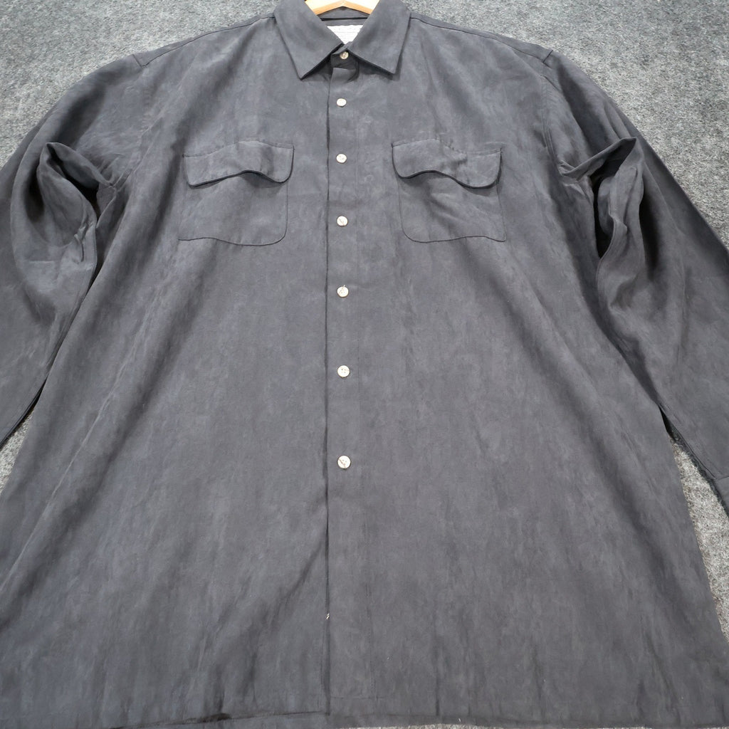 Irvine Park Button Up Mens XLG Gray Excellent Faux Suede Long Sleeve - take2supply