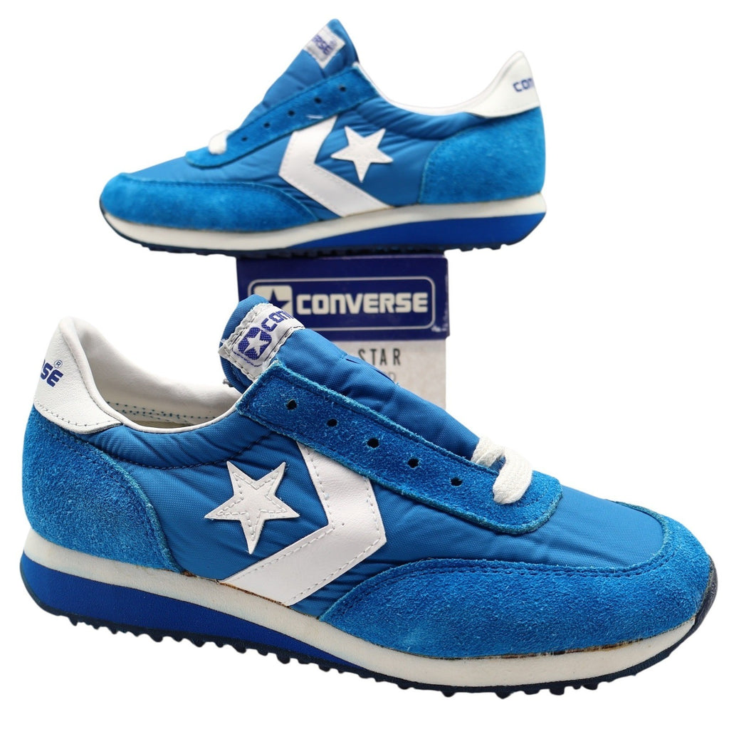 Converse Road Star Sneakers Boys Size 4 Vintage 80s Blue White Deadstock 28694 - take2supply