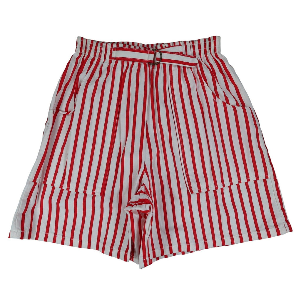 Hang Ten Shorts Womens Medium Vintage 80s Red White Striped Cotton Deadstock NWT - take2supply