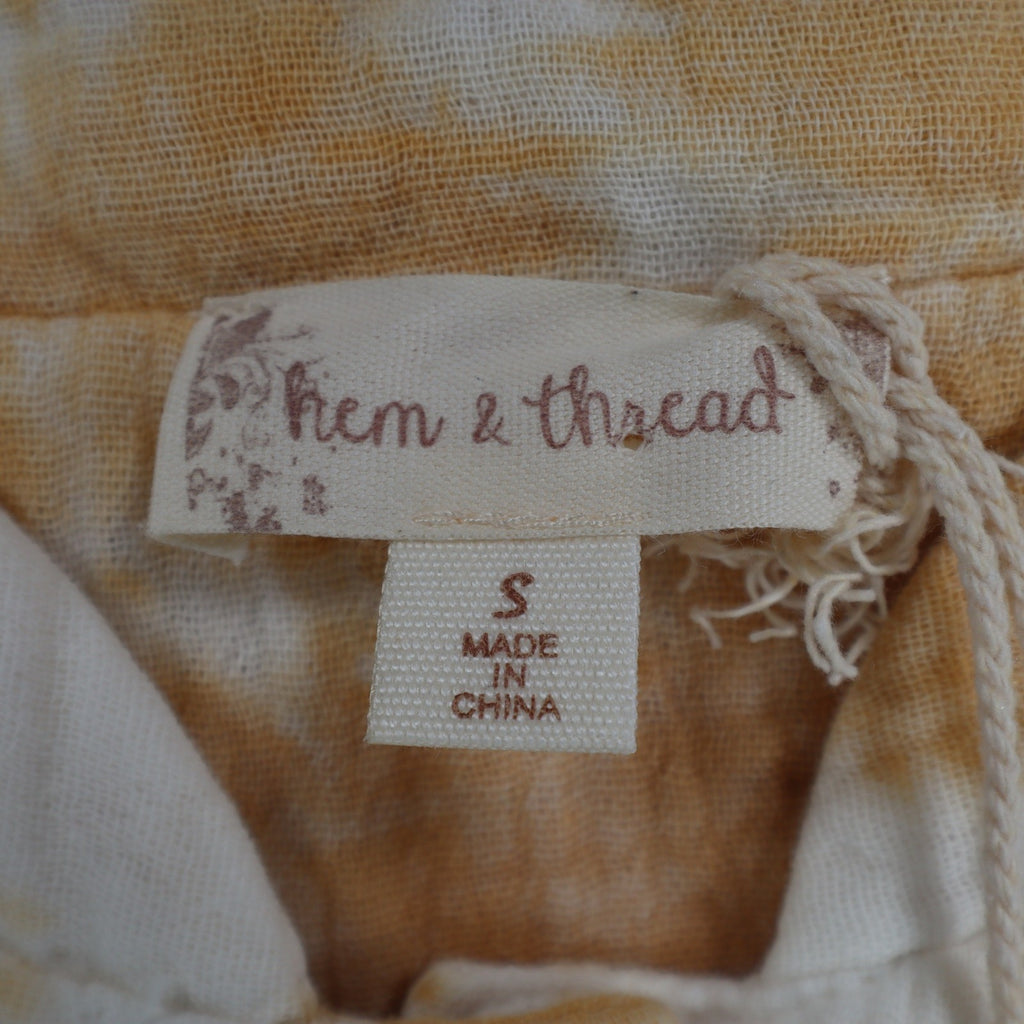 Hem & Thread Womens S Tan Cream Tie Dye Cotton Gauze Snap Bomber Jacket NWT - take2supply