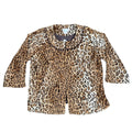 Emma J Faux Fur Jacket Womens Size M Leopard Print Beaded Neck Open Front Brown - take2supply