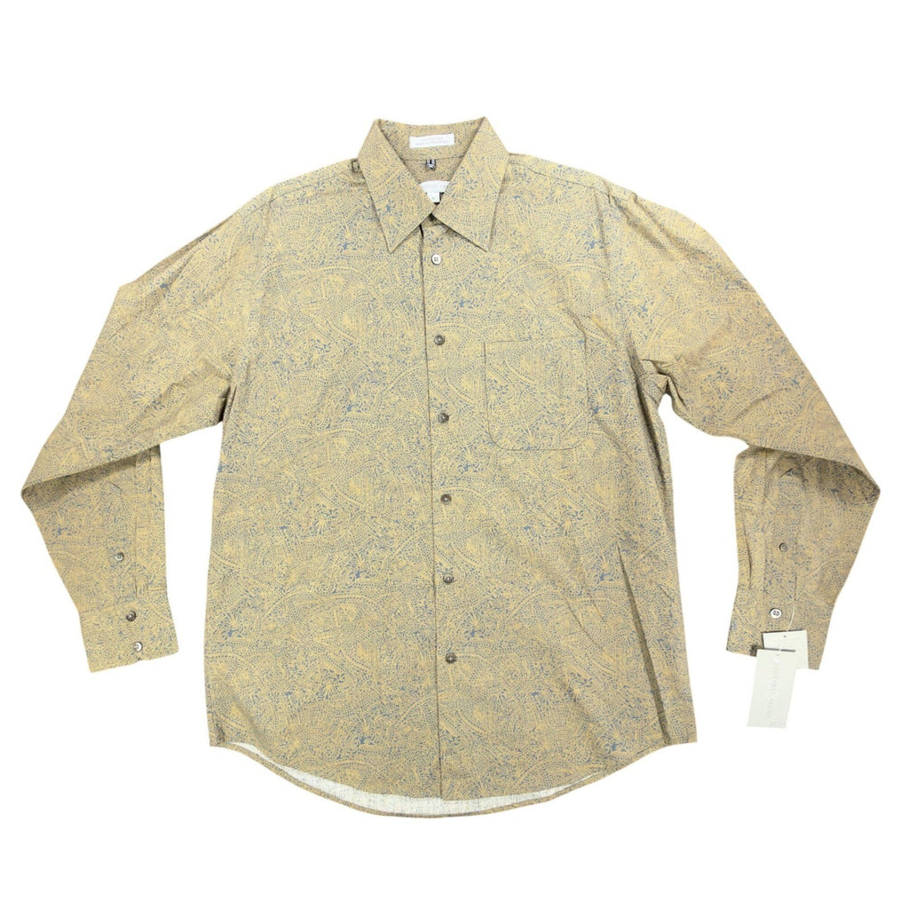 Geoffrey Beene Modern Paisley Button Up Mens Medium Tan Cotton NWT - take2supply