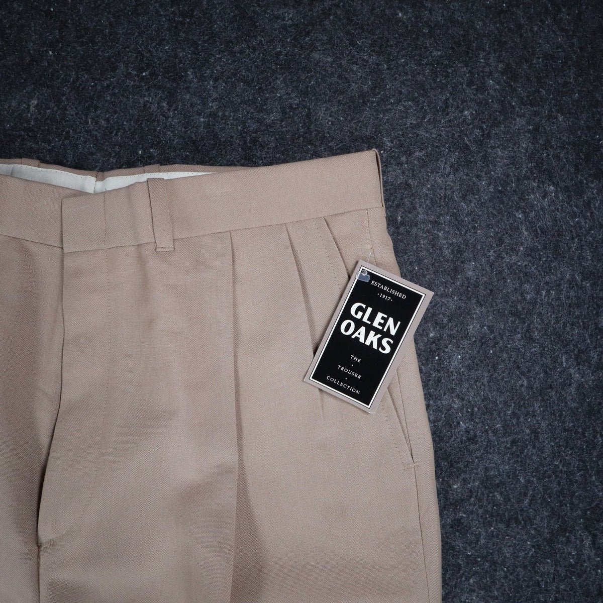 Glen Oaks Dress Pants Mens 34 Vintage 70s Tan Pleated Deadstock Polyester Slacks - take2supply