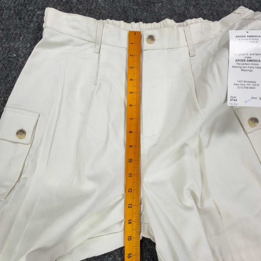 Argee Vintage 90s Cargo Shorts Womens M Ivory Cotton Deadstock NWT - take2supply