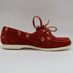 Vintage Boat Shoes 7.5 M Rust Red Suede Leather Moccasin Deck Shoes Deadstock - take2supply