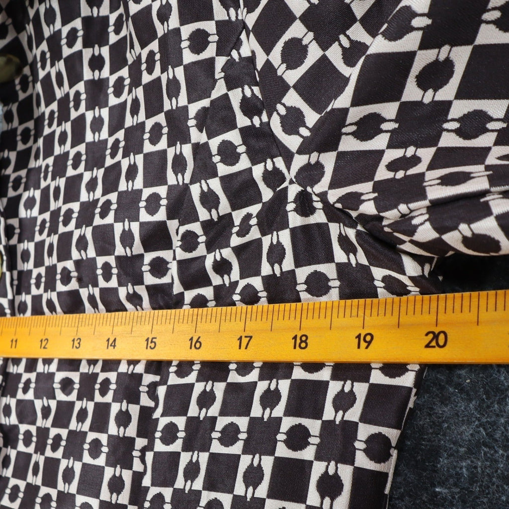 Moka Sport Geometric Box Check Coat Womens Size M Brown Beige Button Up Jacket - take2supply
