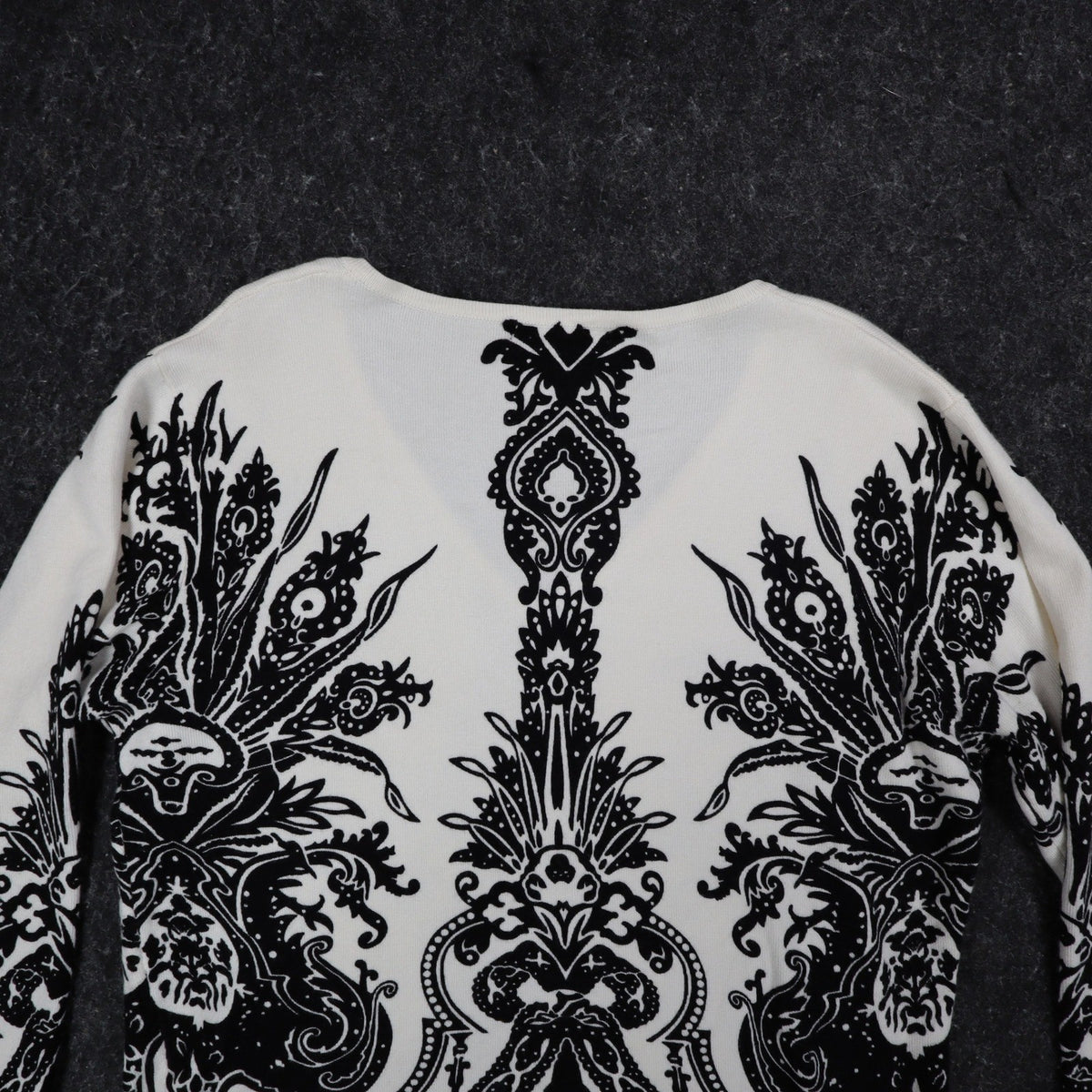Pierri New York V-Neck Sweater Womens Size M Black White Embellished Baroque - take2supply