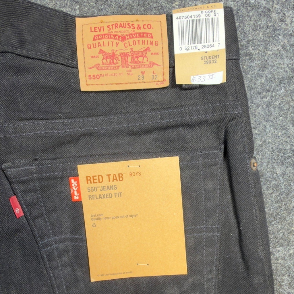 Levis 550 Student Jeans 29x32 Vintage 90s Relaxed Fit Black Cotton NWT Deadstock - take2supply