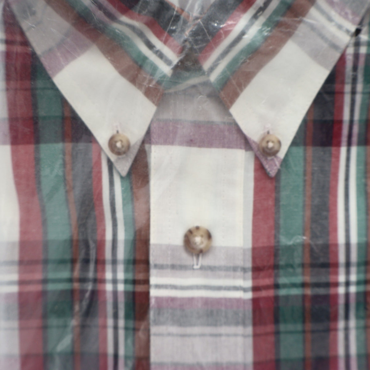 Van Heusen 417 Plaid Button Down Shirt Mens Medium Vintage 90s Deadstock Red - take2supply